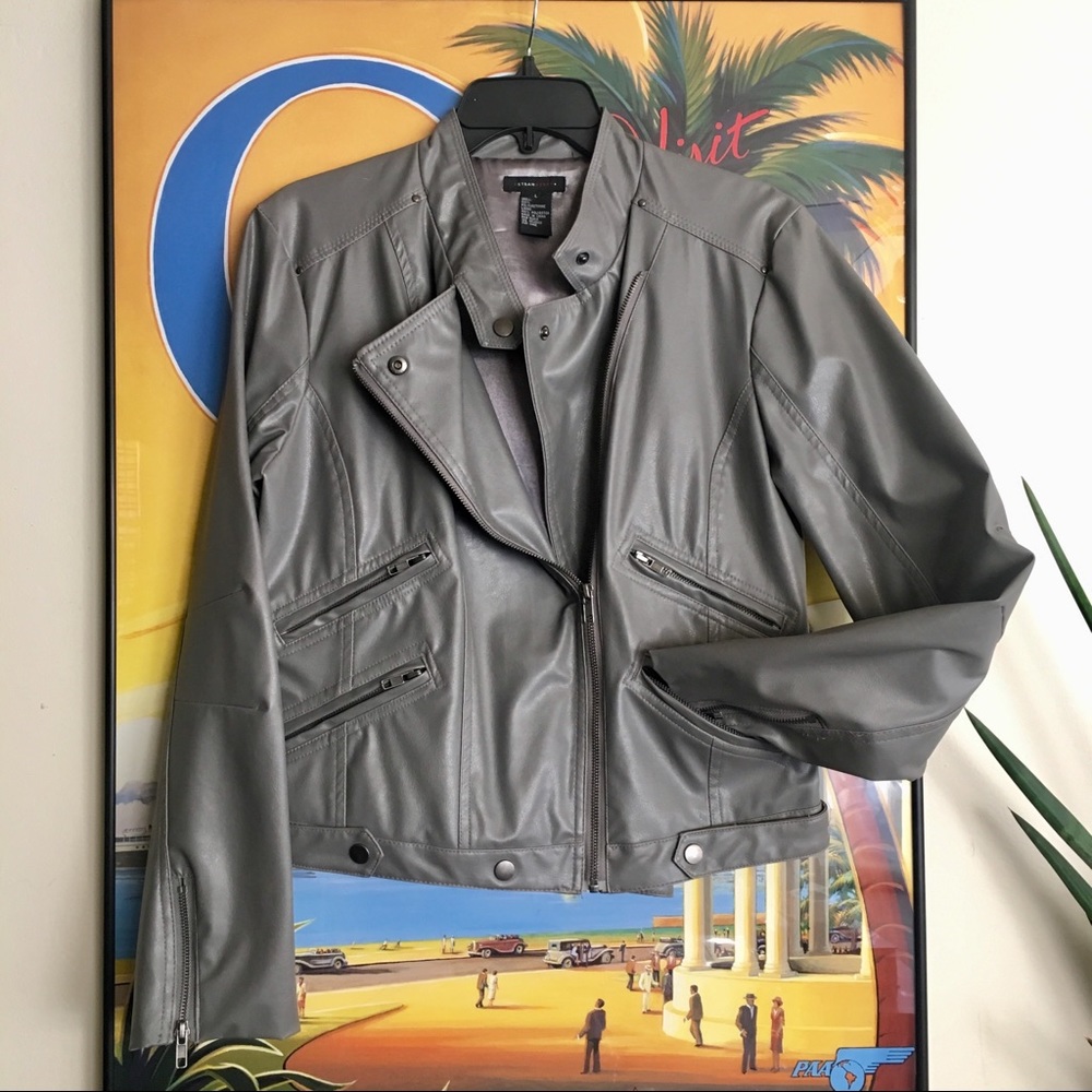 SALE‼️- GREY-Pleather Biker Jacket